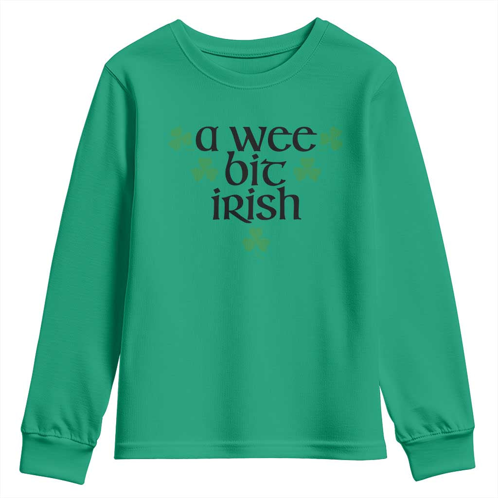 Funny Irish Heritage Youth Sweatshirt A Wee Bit Irish St Patrick's Day Shamrock