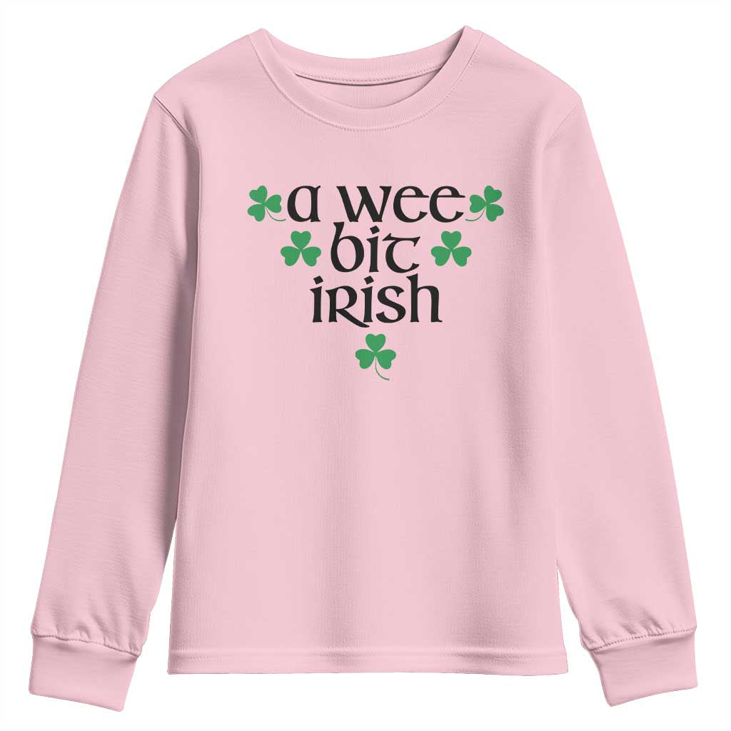 Funny Irish Heritage Youth Sweatshirt A Wee Bit Irish St Patrick's Day Shamrock