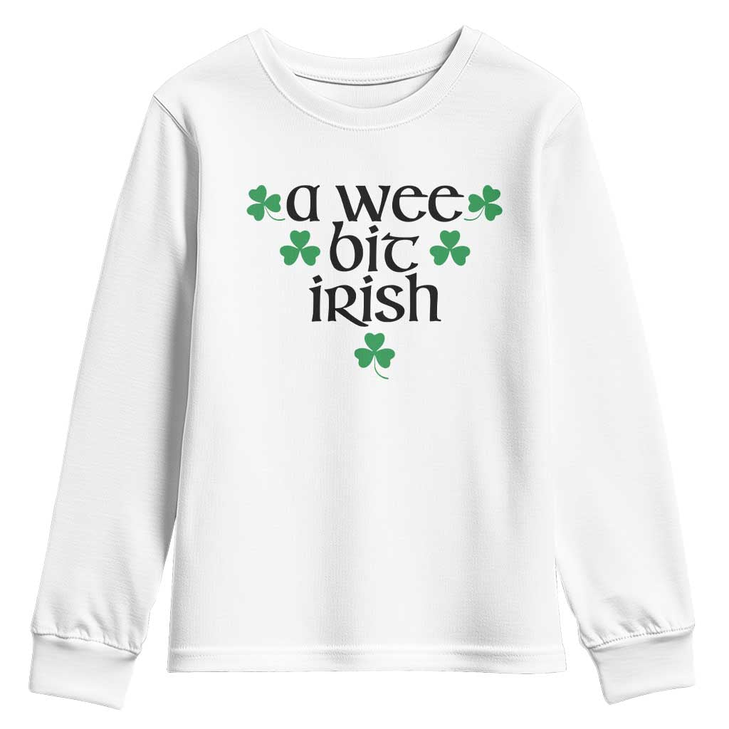 Funny Irish Heritage Youth Sweatshirt A Wee Bit Irish St Patrick's Day Shamrock
