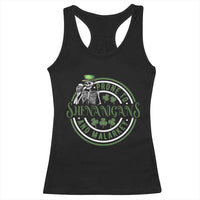 Funny Irish Prone To Shenanigans And Malarkey St Patrick's Day Racerback Tank Top Skeleton Beer Drinking