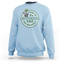 Funny Irish Prone To Shenanigans And Malarkey St Patrick's Day Sweatshirt Skeleton Beer Drinking