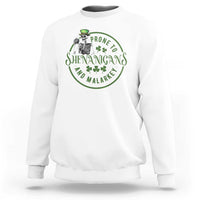Funny Irish Prone To Shenanigans And Malarkey St Patrick's Day Sweatshirt Skeleton Beer Drinking