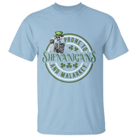 Funny Irish Prone To Shenanigans And Malarkey St Patrick's Day T Shirt Skeleton Beer Drinking