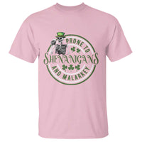 Funny Irish Prone To Shenanigans And Malarkey St Patrick's Day T Shirt Skeleton Beer Drinking