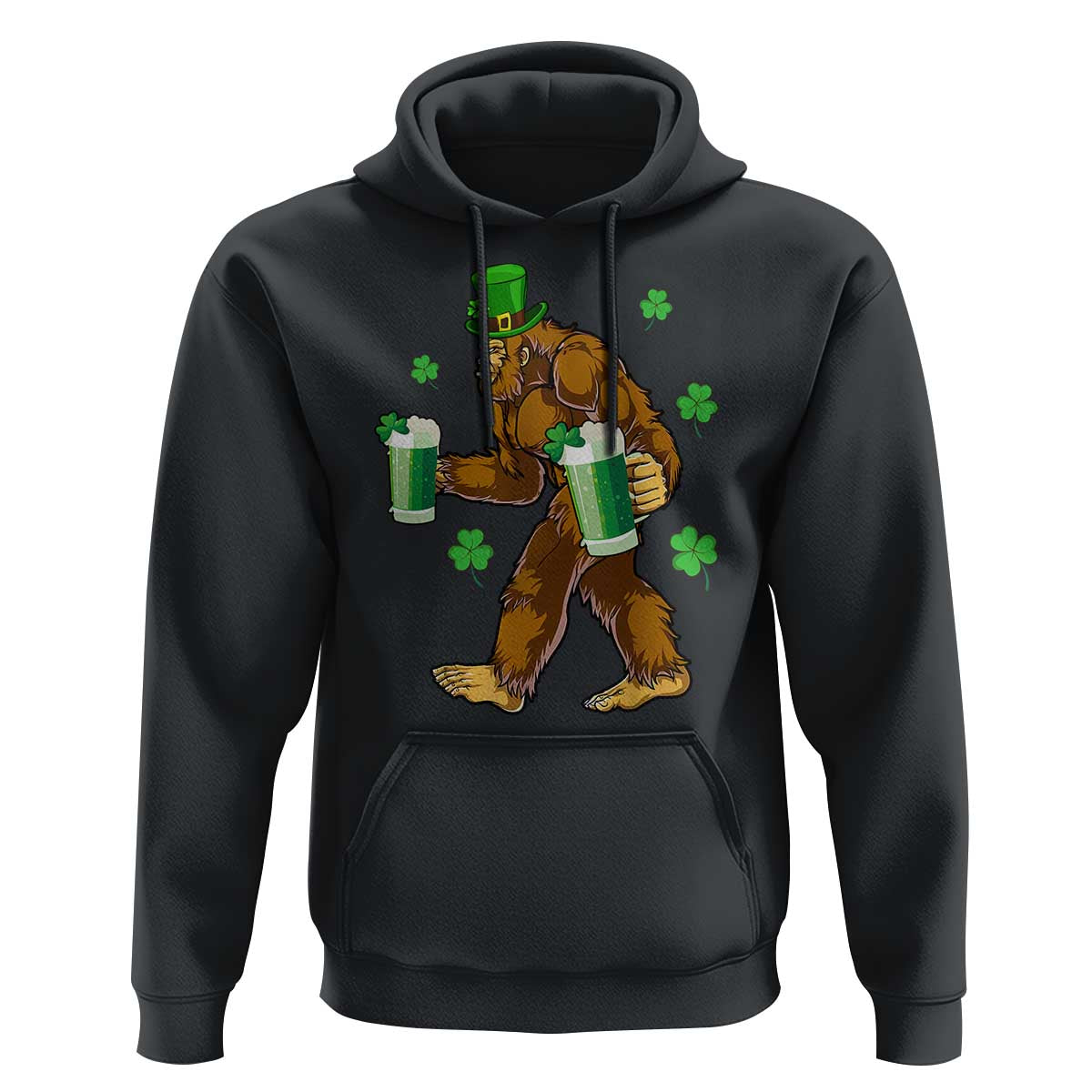 Funny Bigfoot St Patrick's Day Irish Beer Drinking Hoodie