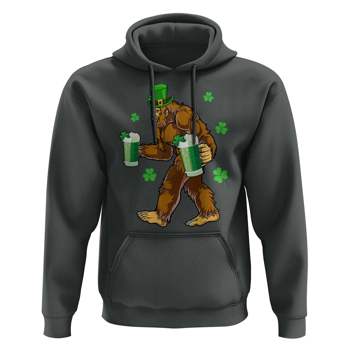 Funny Bigfoot St Patrick's Day Irish Beer Drinking Hoodie