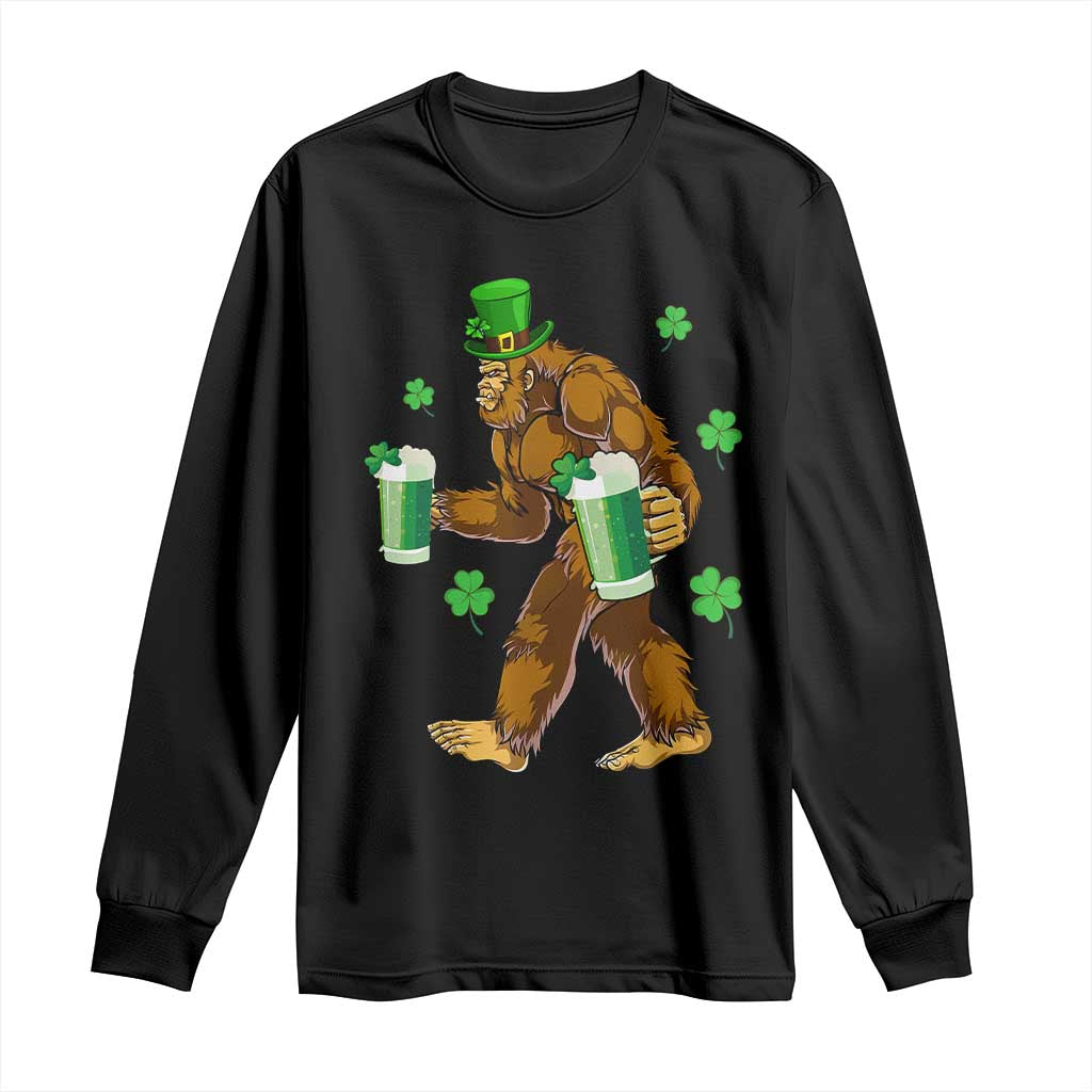 Funny Bigfoot St Patrick's Day Irish Beer Drinking Long Sleeve Shirt