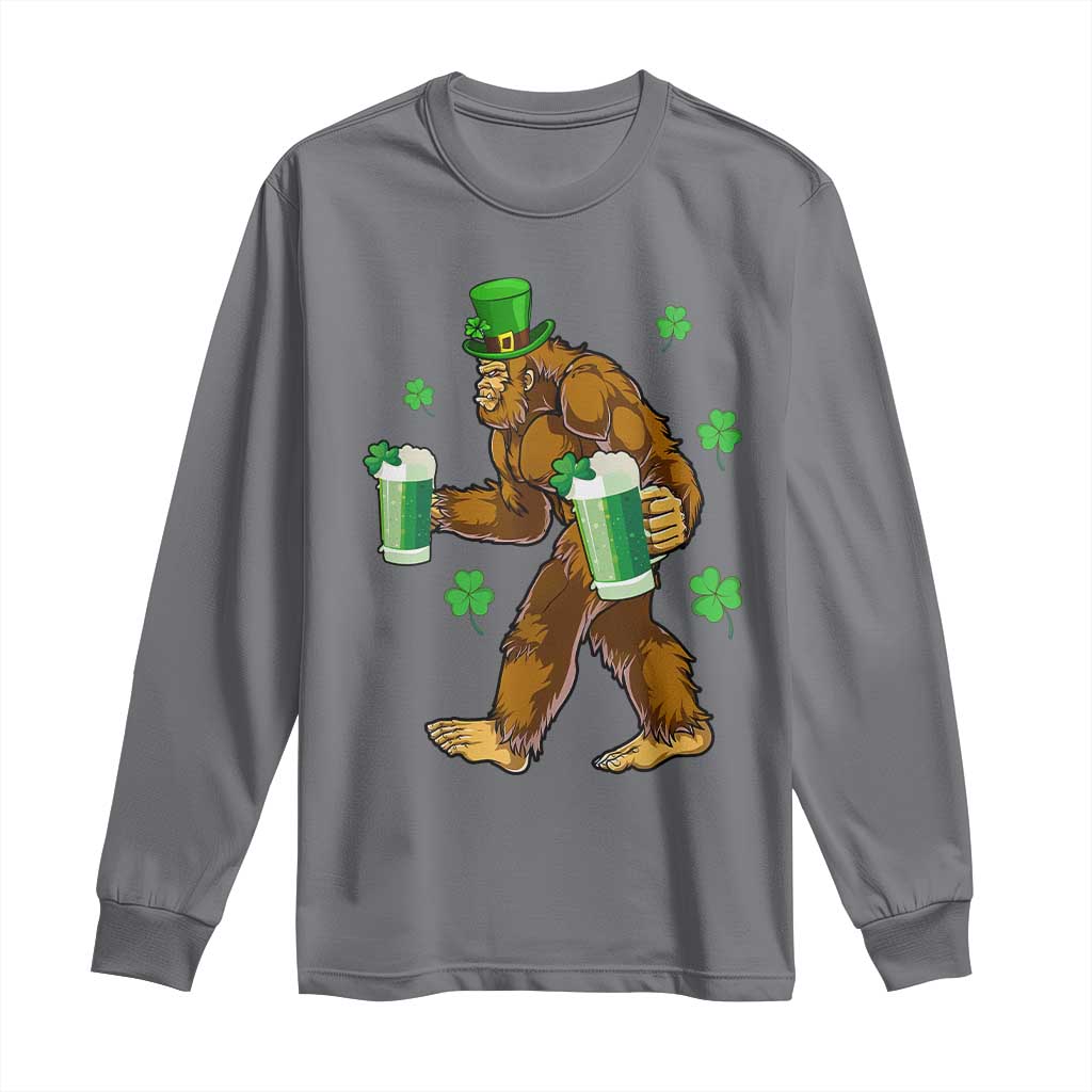 Funny Bigfoot St Patrick's Day Irish Beer Drinking Long Sleeve Shirt