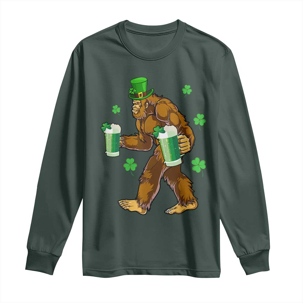 Funny Bigfoot St Patrick's Day Irish Beer Drinking Long Sleeve Shirt