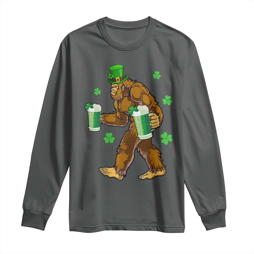 Funny Bigfoot St Patrick's Day Irish Beer Drinking Long Sleeve Shirt