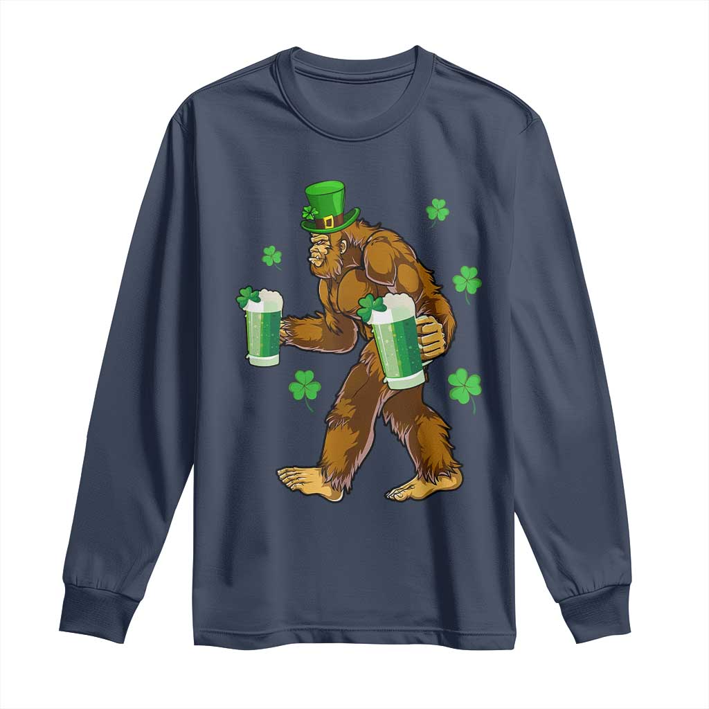 Funny Bigfoot St Patrick's Day Irish Beer Drinking Long Sleeve Shirt