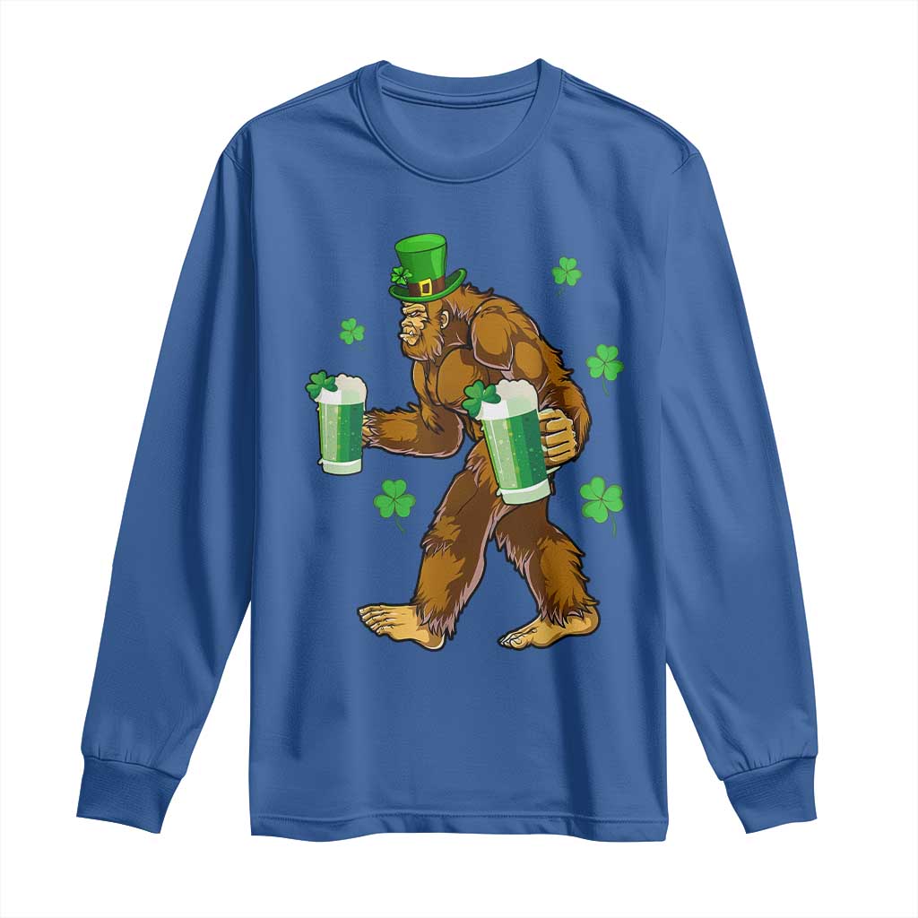 Funny Bigfoot St Patrick's Day Irish Beer Drinking Long Sleeve Shirt