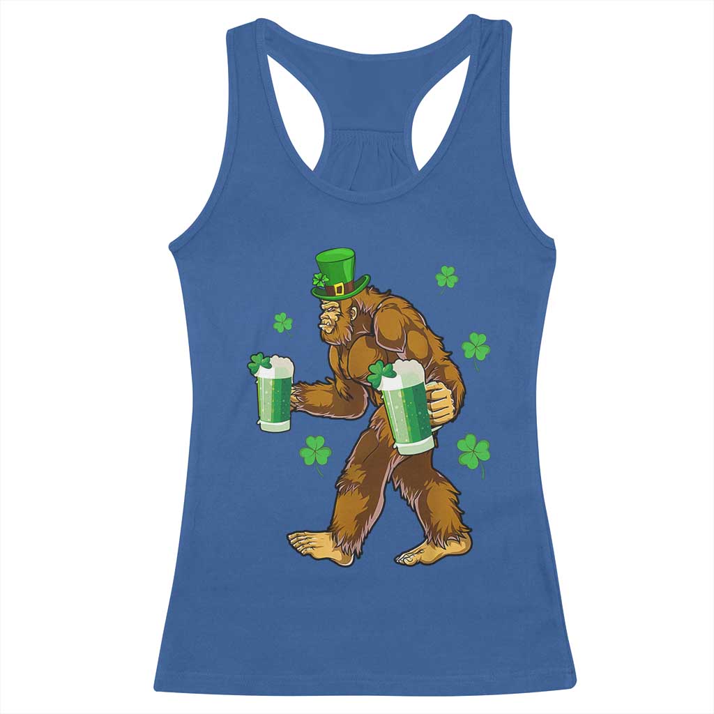 Funny Bigfoot St Patrick's Day Irish Beer Drinking Racerback Tank Top