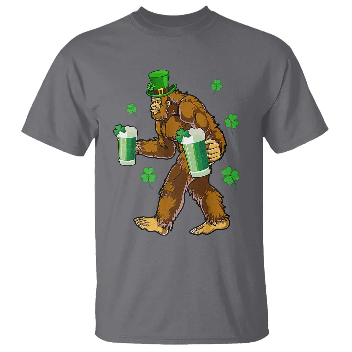 Funny Bigfoot St Patrick's Day Irish Beer Drinking T Shirt