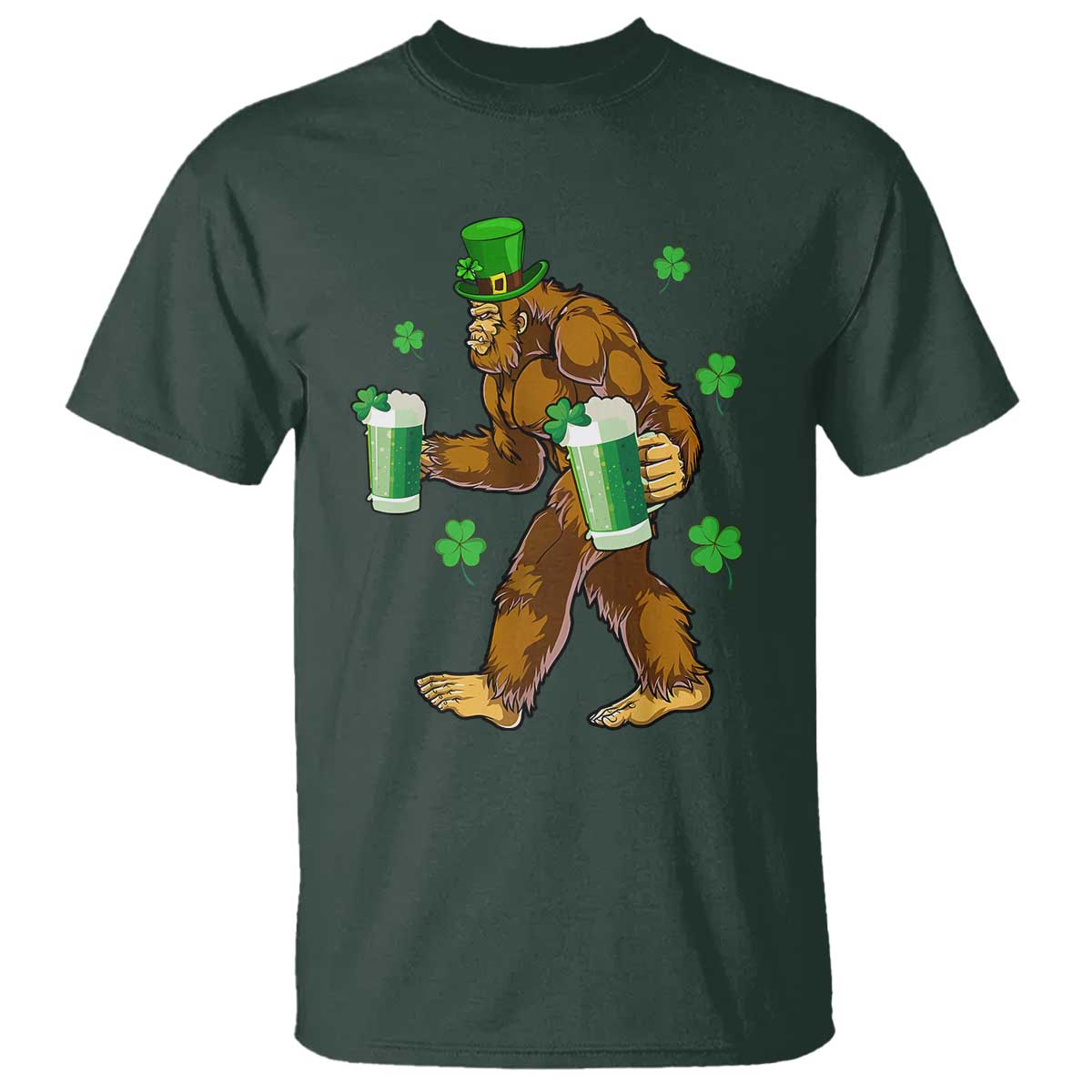Funny Bigfoot St Patrick's Day Irish Beer Drinking T Shirt