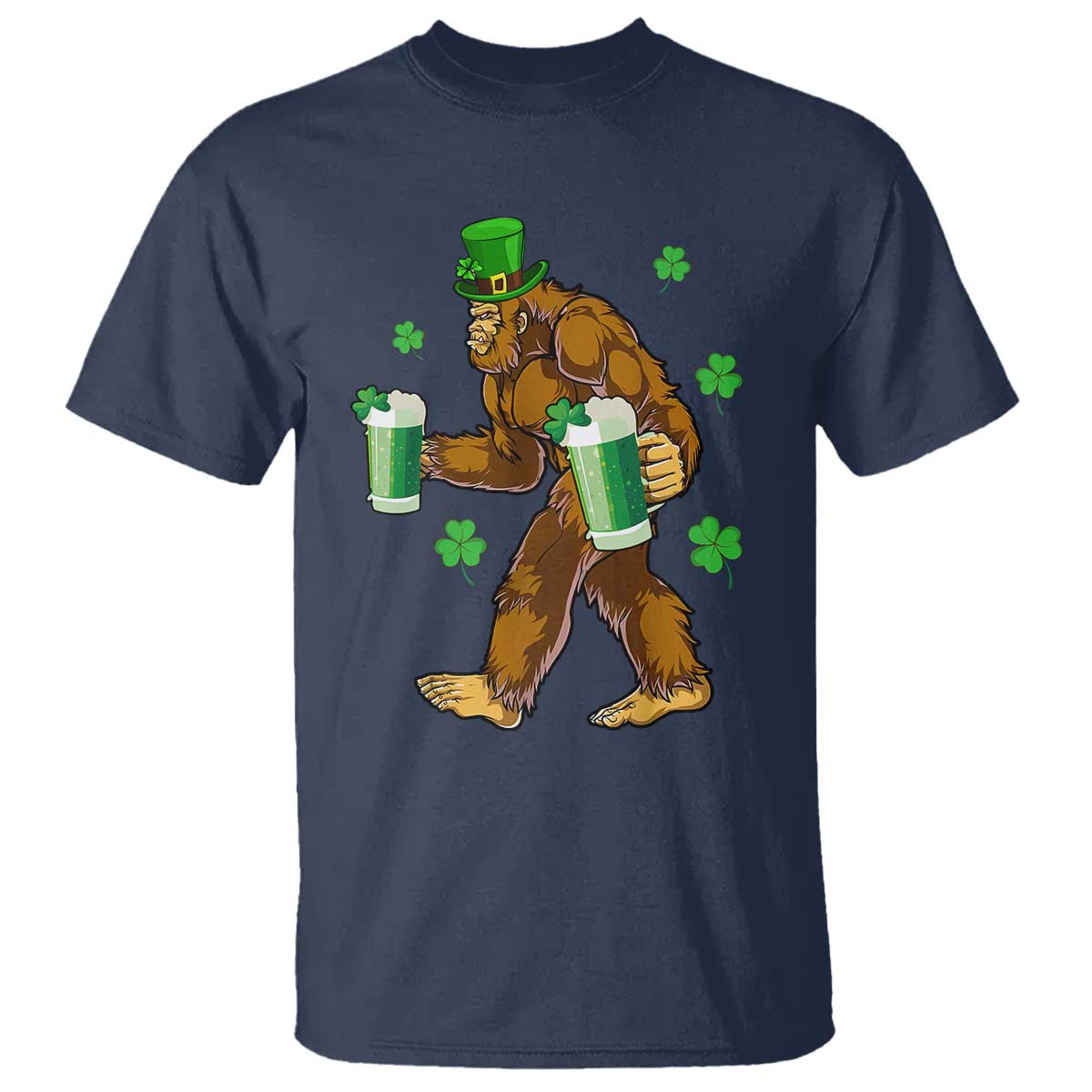 Funny Bigfoot St Patrick's Day Irish Beer Drinking T Shirt