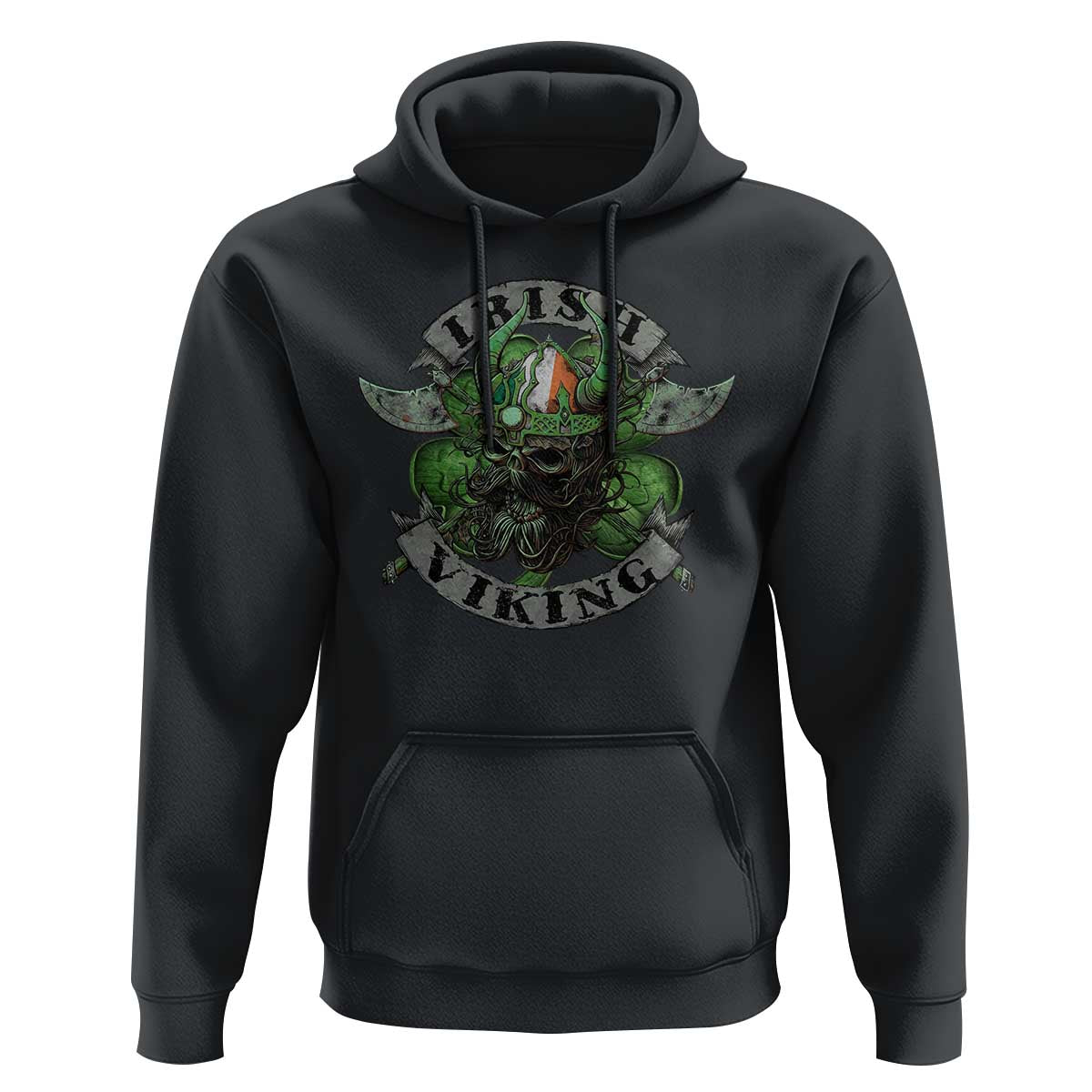Funny Irish Viking Hoodie Vintage Shamrock Celtic Viking Skull