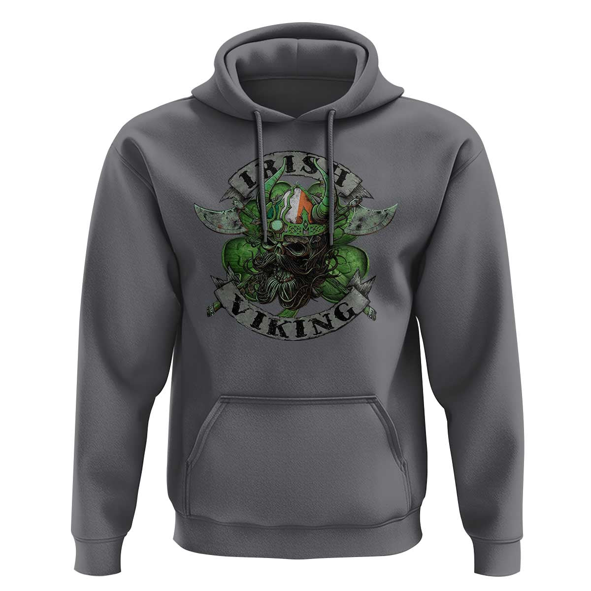 Funny Irish Viking Hoodie Vintage Shamrock Celtic Viking Skull