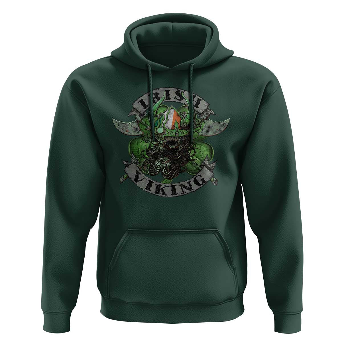 Funny Irish Viking Hoodie Vintage Shamrock Celtic Viking Skull