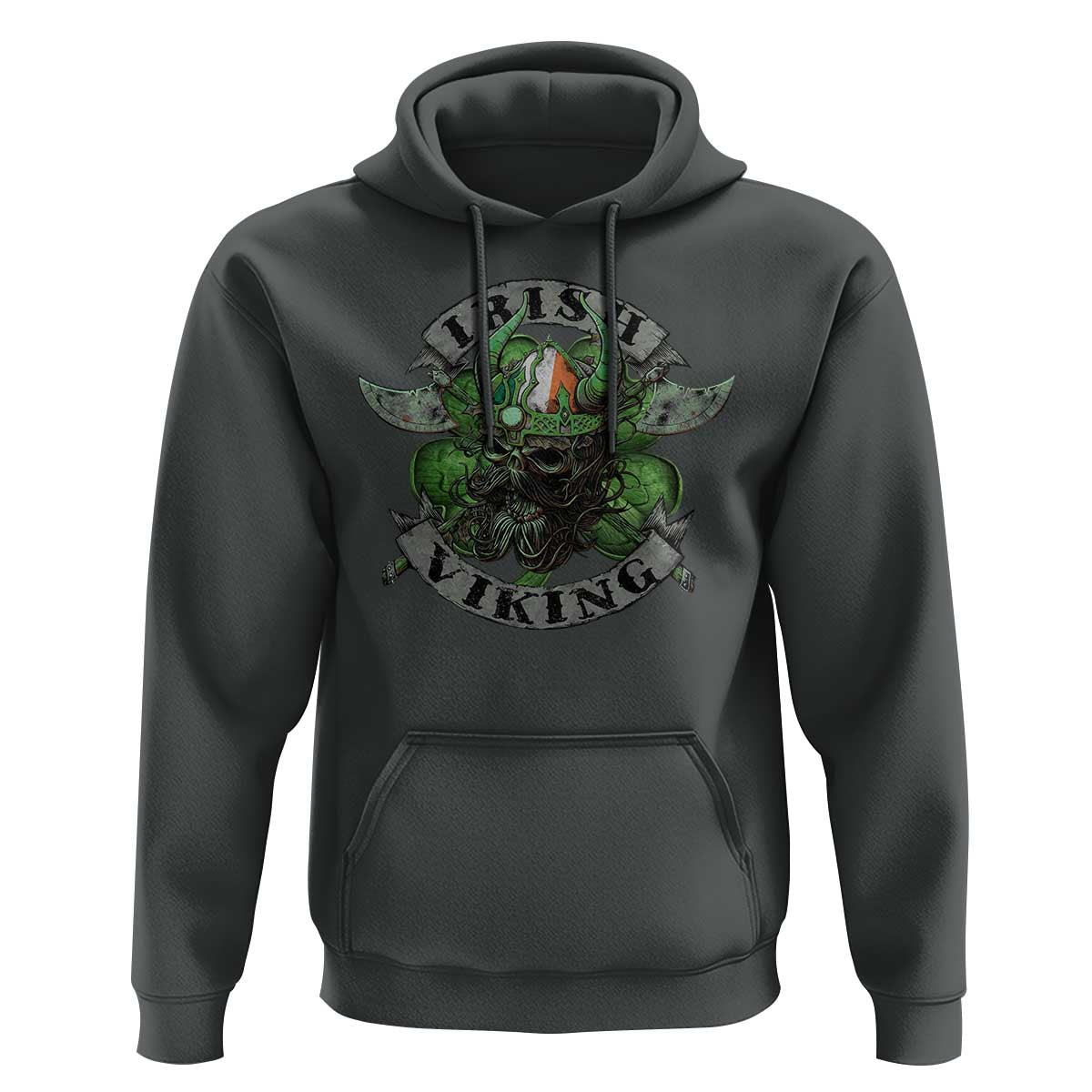 Funny Irish Viking Hoodie Vintage Shamrock Celtic Viking Skull