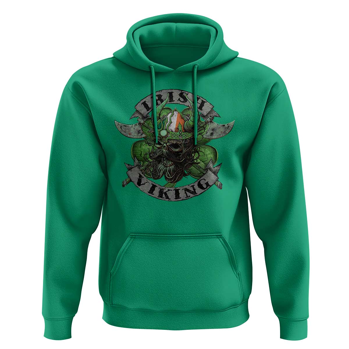 Funny Irish Viking Hoodie Vintage Shamrock Celtic Viking Skull