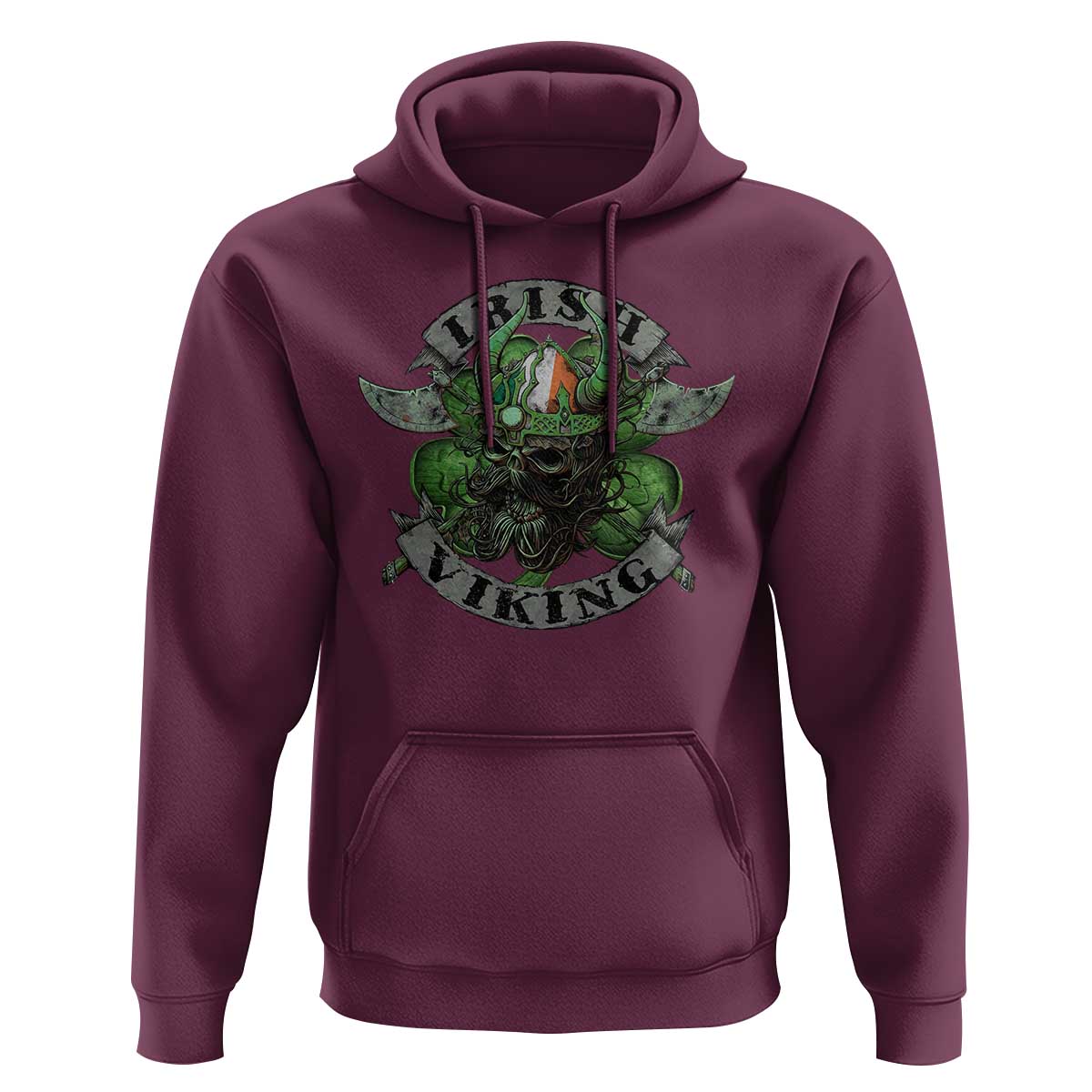Funny Irish Viking Hoodie Vintage Shamrock Celtic Viking Skull