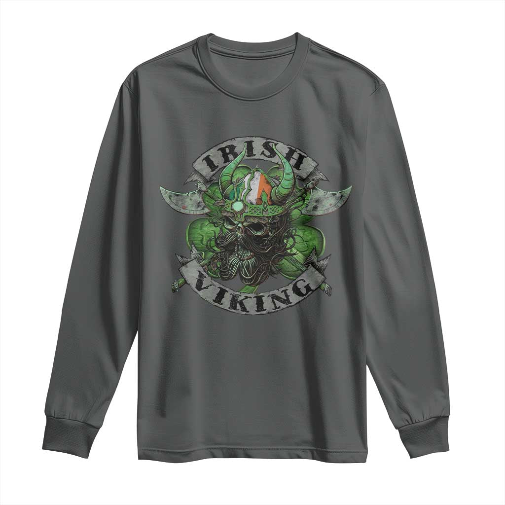 Funny Irish Viking Long Sleeve Shirt Vintage Shamrock Celtic Viking Skull