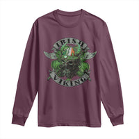Funny Irish Viking Long Sleeve Shirt Vintage Shamrock Celtic Viking Skull
