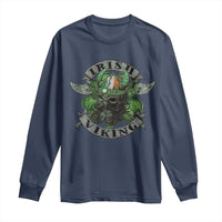 Funny Irish Viking Long Sleeve Shirt Vintage Shamrock Celtic Viking Skull