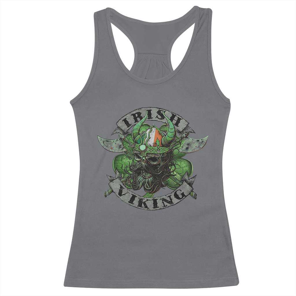 Funny Irish Viking Racerback Tank Top Vintage Shamrock Celtic Viking Skull