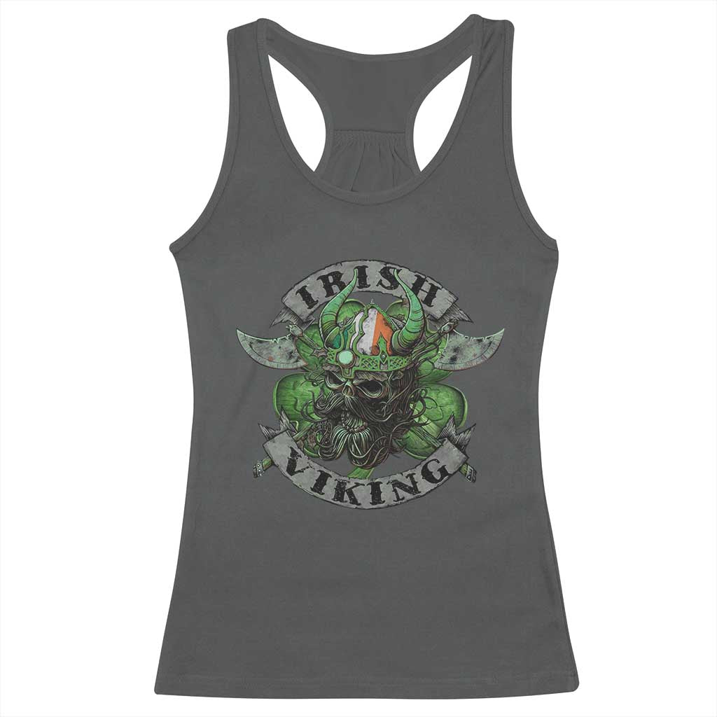 Funny Irish Viking Racerback Tank Top Vintage Shamrock Celtic Viking Skull