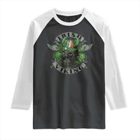 Funny Irish Viking Raglan Shirt Vintage Shamrock Celtic Viking Skull