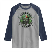 Funny Irish Viking Raglan Shirt Vintage Shamrock Celtic Viking Skull