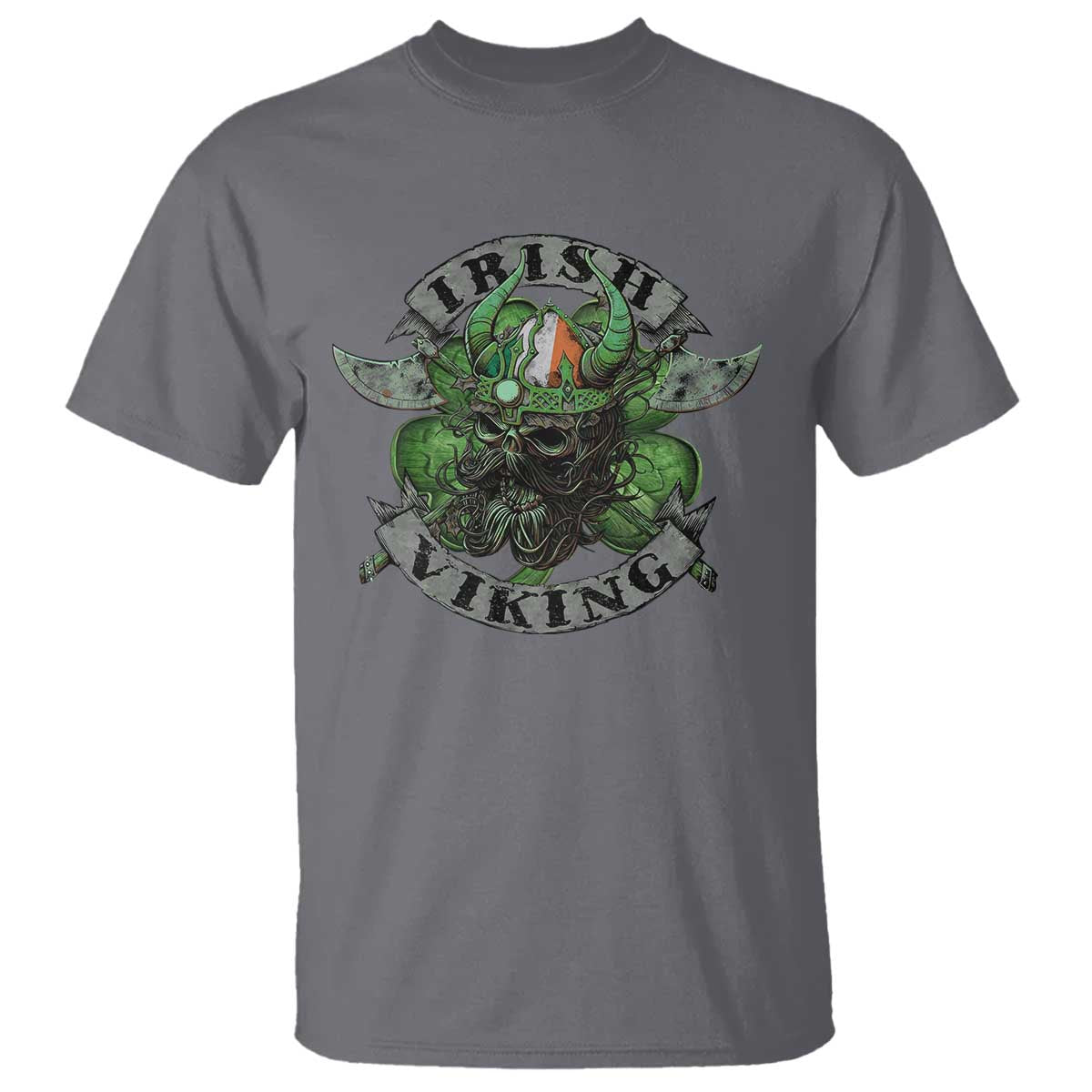 Funny Irish Viking T Shirt Vintage Shamrock Celtic Viking Skull