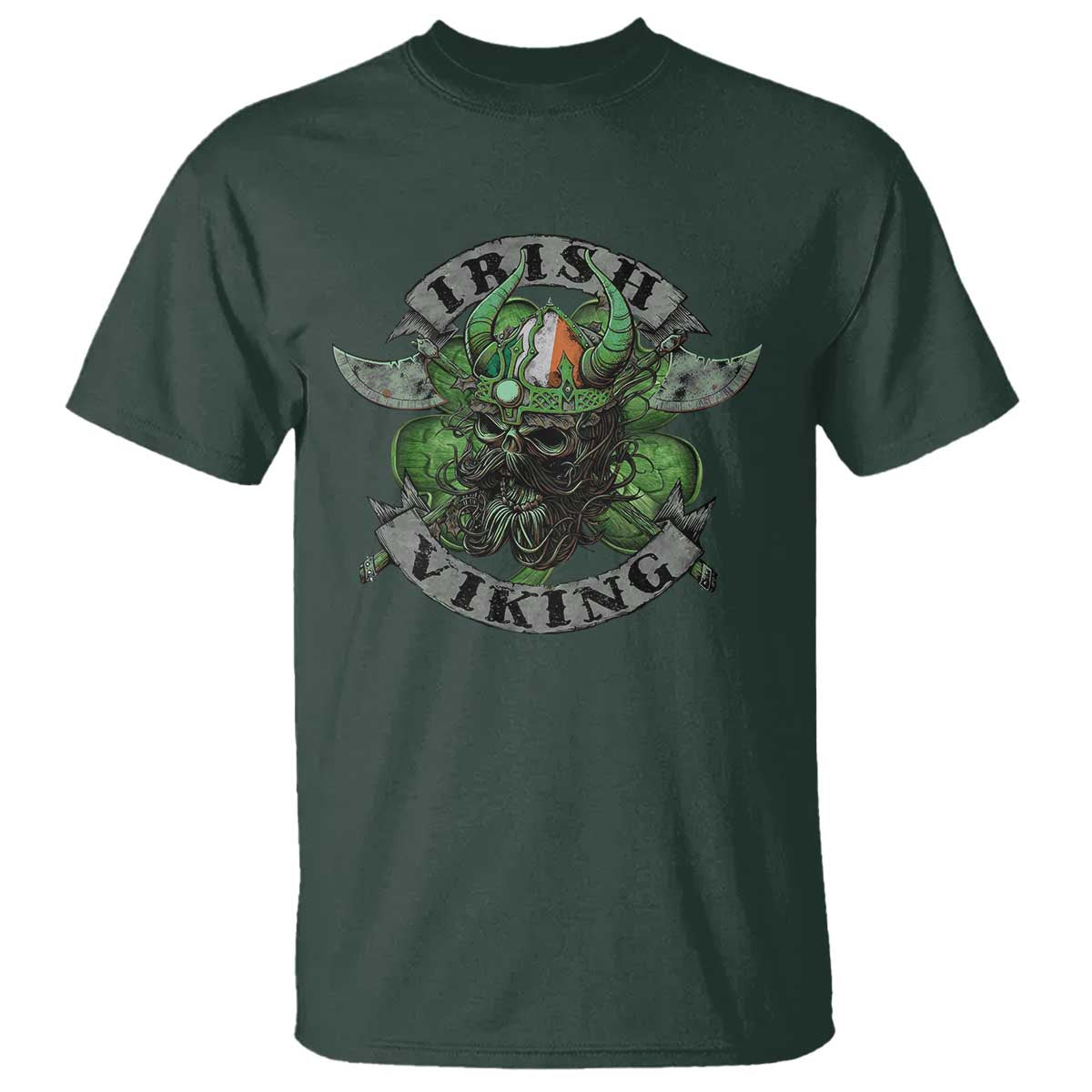 Funny Irish Viking T Shirt Vintage Shamrock Celtic Viking Skull
