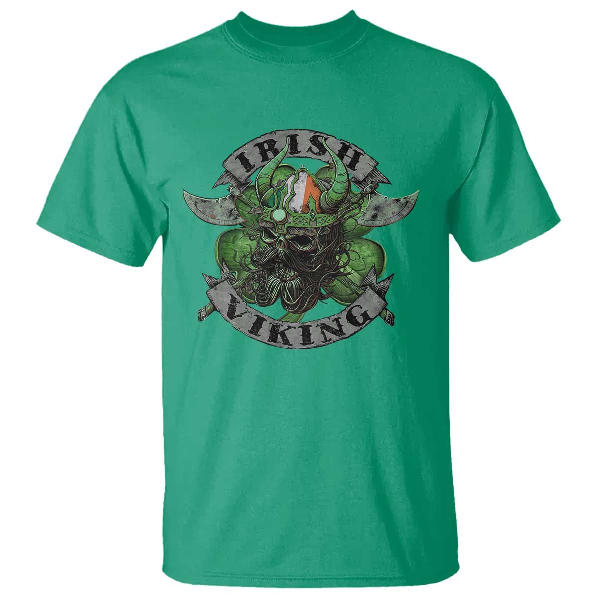 Funny Irish Viking T Shirt Vintage Shamrock Celtic Viking Skull
