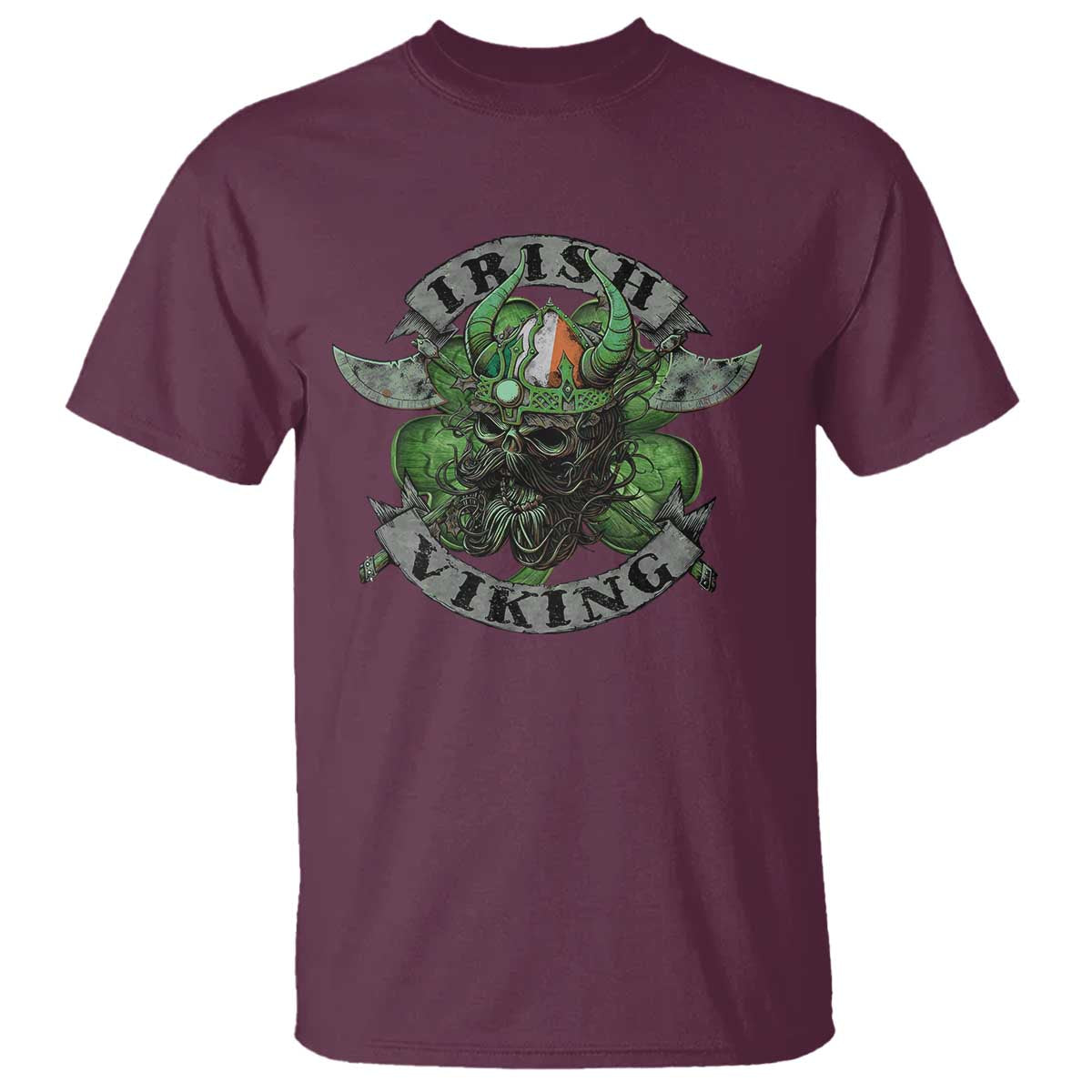 Funny Irish Viking T Shirt Vintage Shamrock Celtic Viking Skull