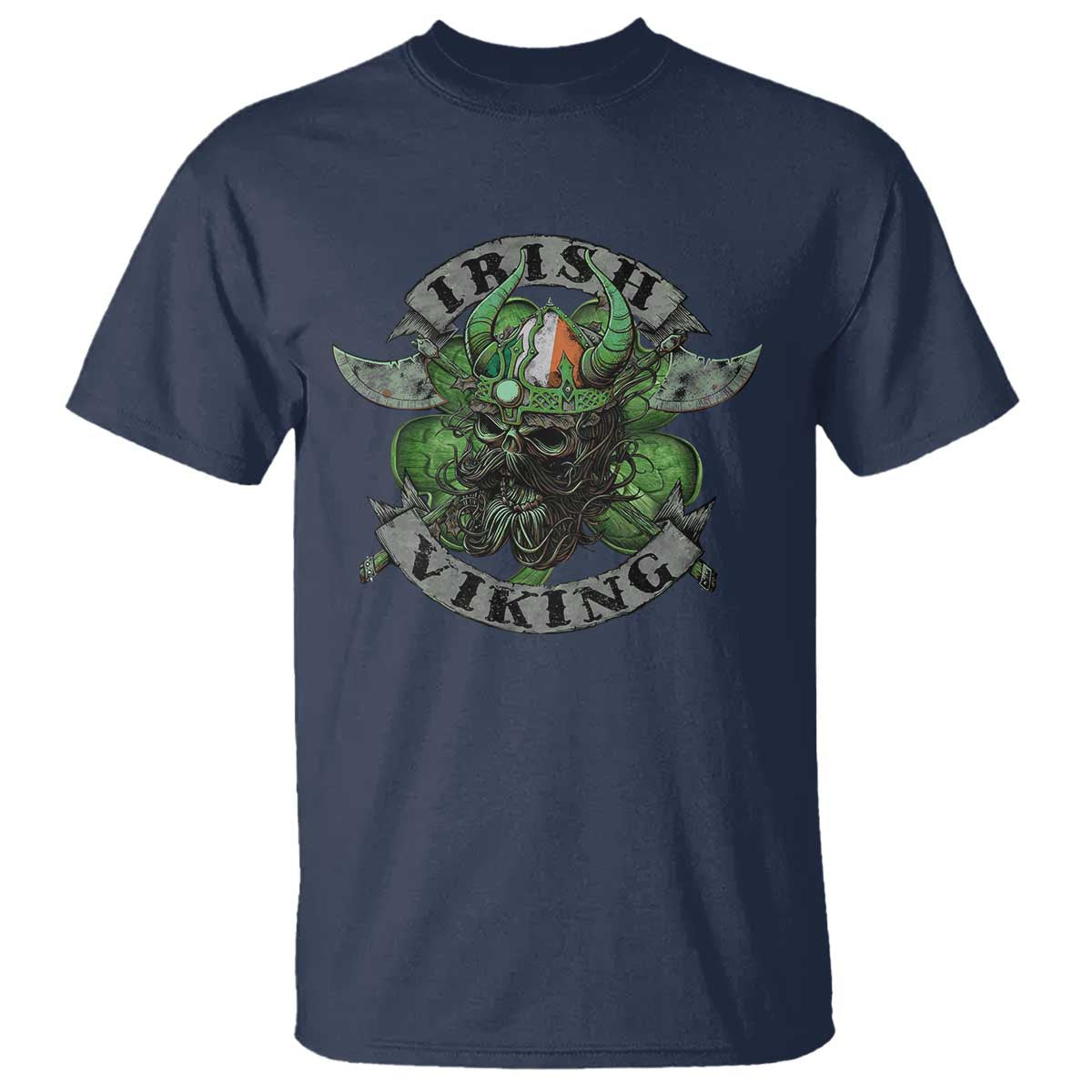 Funny Irish Viking T Shirt Vintage Shamrock Celtic Viking Skull