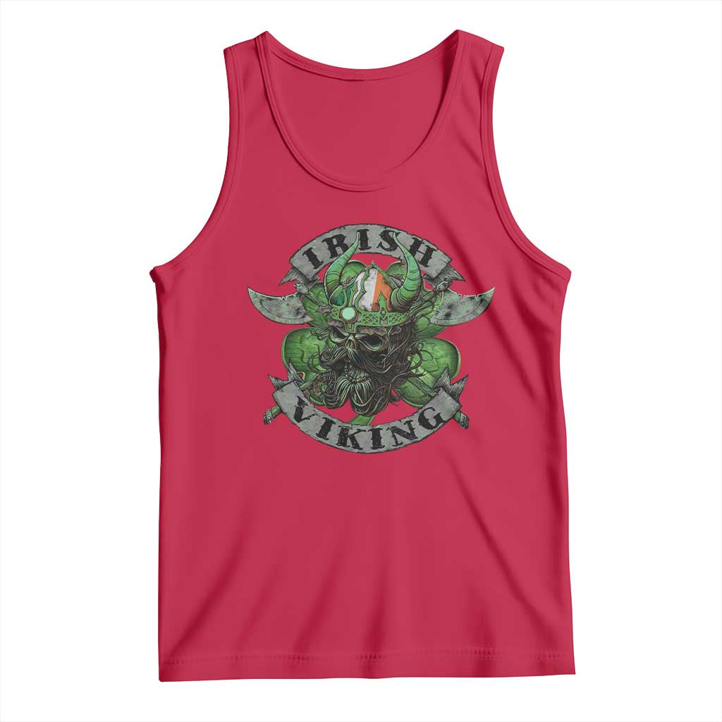 Funny Irish Viking Tank Top Vintage Shamrock Celtic Viking Skull