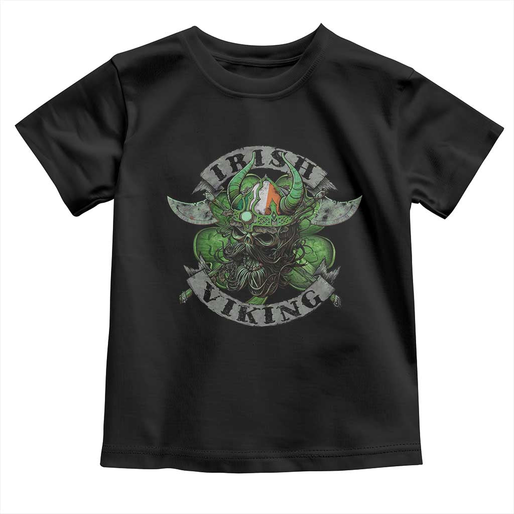 Funny Irish Viking Toddler T Shirt Vintage Shamrock Celtic Viking Skull