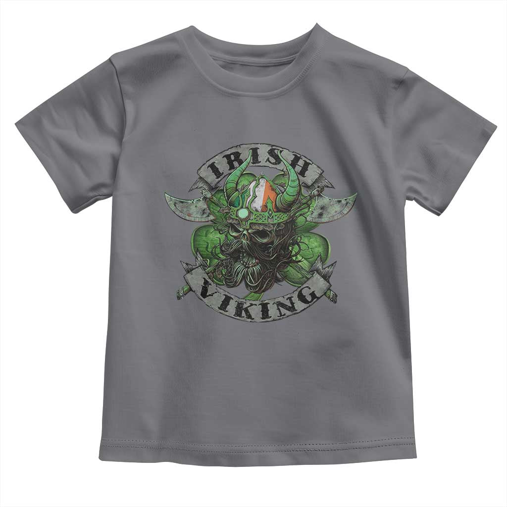 Funny Irish Viking Toddler T Shirt Vintage Shamrock Celtic Viking Skull