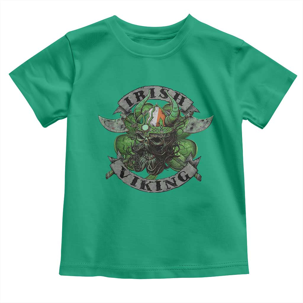 Funny Irish Viking Toddler T Shirt Vintage Shamrock Celtic Viking Skull