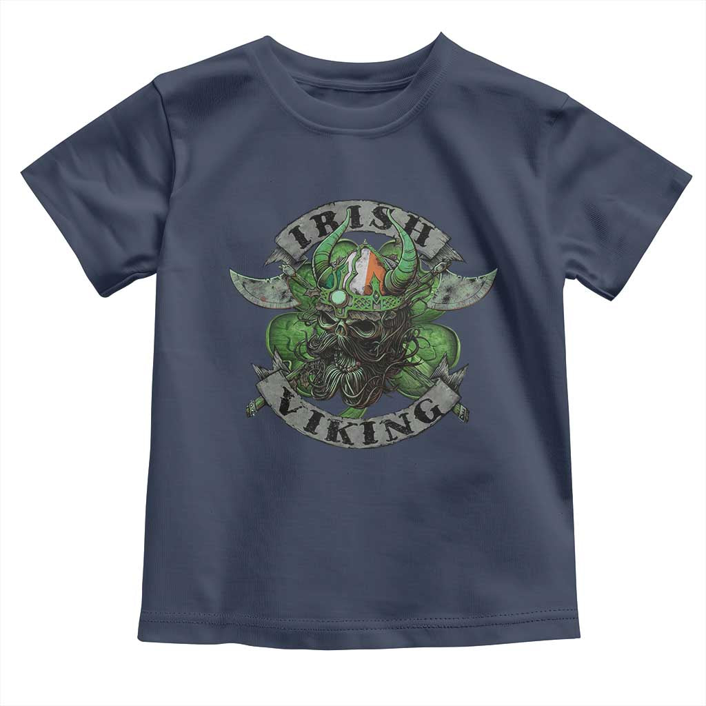 Funny Irish Viking Toddler T Shirt Vintage Shamrock Celtic Viking Skull