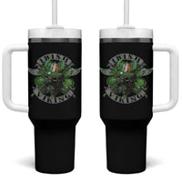 Funny Irish Viking Tumbler With Handle Vintage Shamrock Celtic Viking Skull