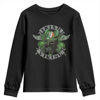 Funny Irish Viking Youth Sweatshirt Vintage Shamrock Celtic Viking Skull