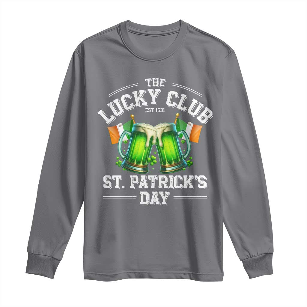 Funny St Patrick's Day Irish Beer Drinking Long Sleeve Shirt The Lucky Beer Club Ireland Flag