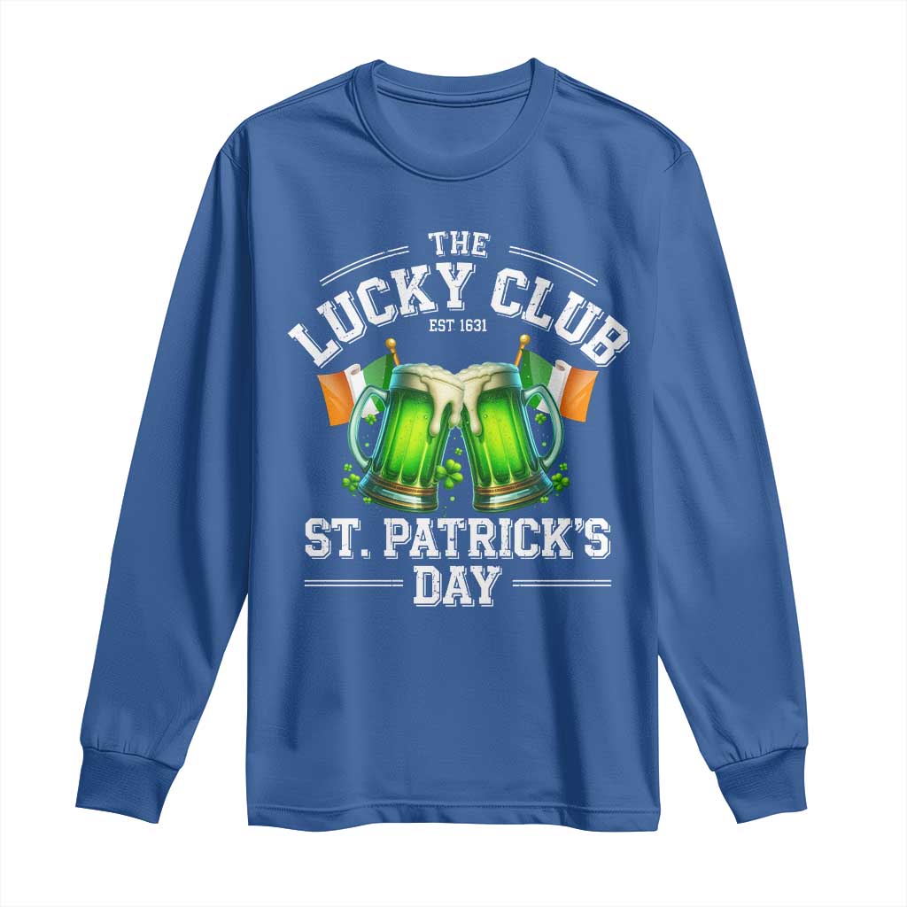 Funny St Patrick's Day Irish Beer Drinking Long Sleeve Shirt The Lucky Beer Club Ireland Flag