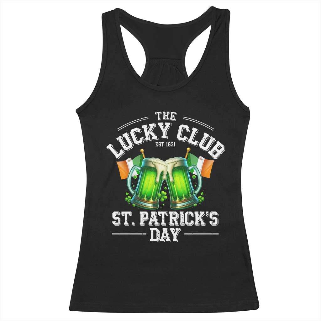 Funny St Patrick's Day Irish Beer Drinking Racerback Tank Top The Lucky Beer Club Ireland Flag