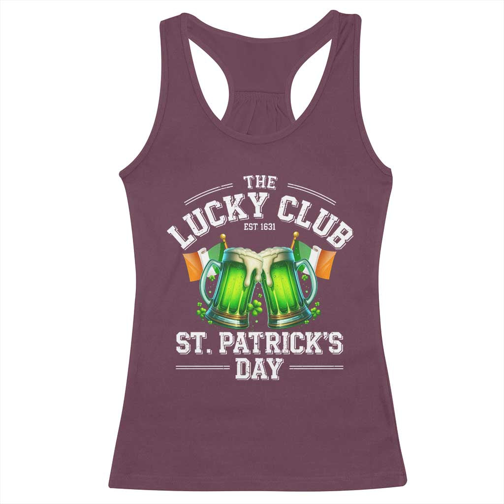 Funny St Patrick's Day Irish Beer Drinking Racerback Tank Top The Lucky Beer Club Ireland Flag