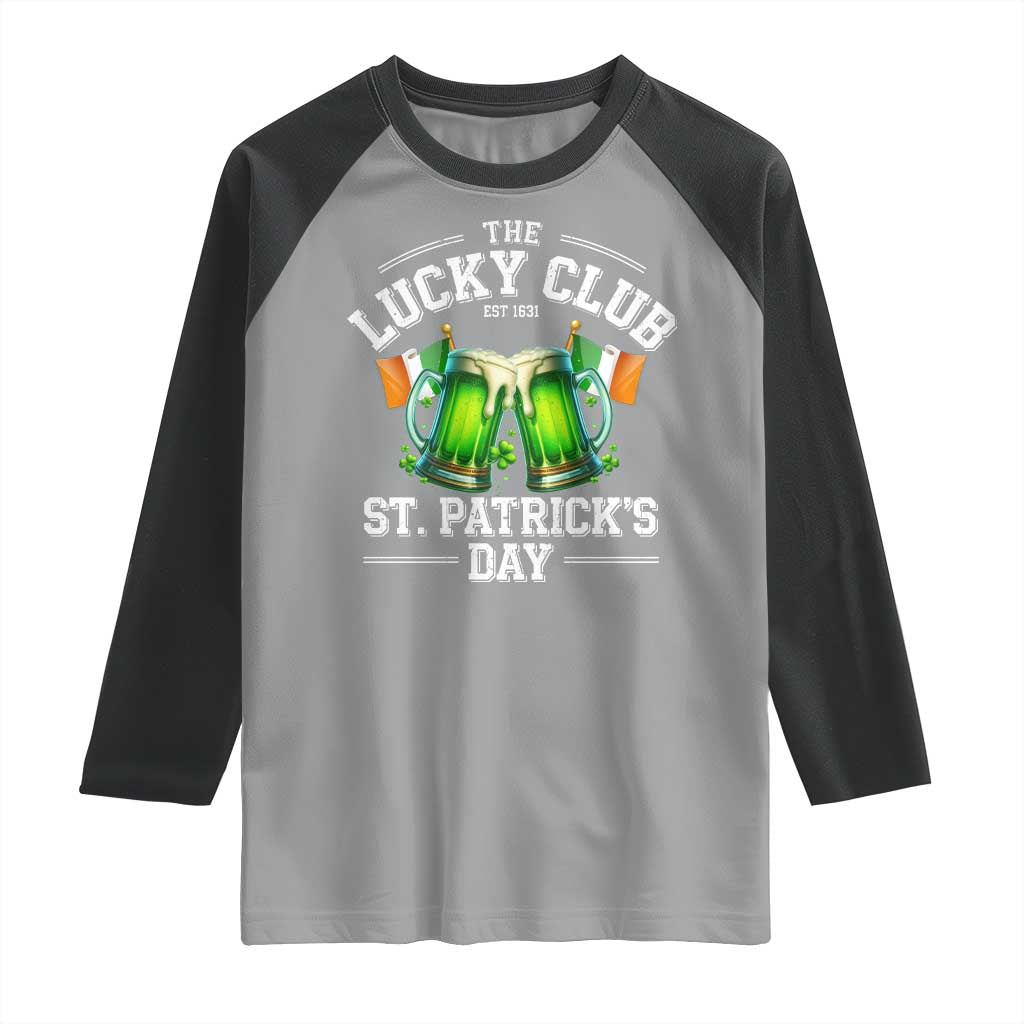 Funny St Patrick's Day Irish Beer Drinking Raglan Shirt The Lucky Beer Club Ireland Flag
